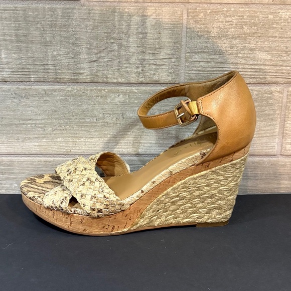Cole‎ Haan Leather Snake Skin Espadrille Platform Wedge Sandals Size 8B - Picture 7 of 11
